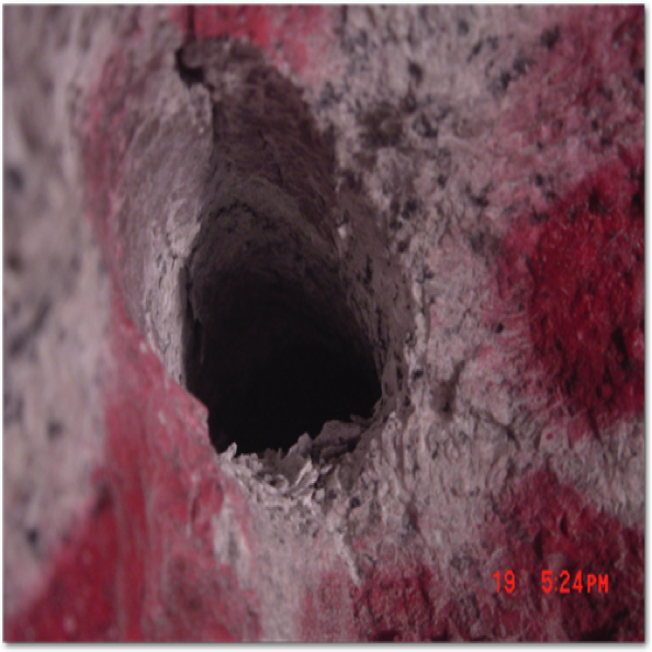 (2)常规单孔起爆之后(2003)
Normal single hole after detonating